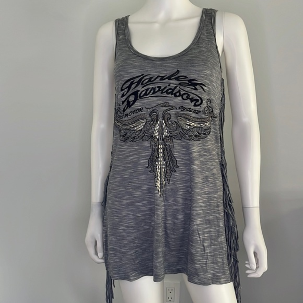 Harley Davidson tori Richard fringe tank top shirt
